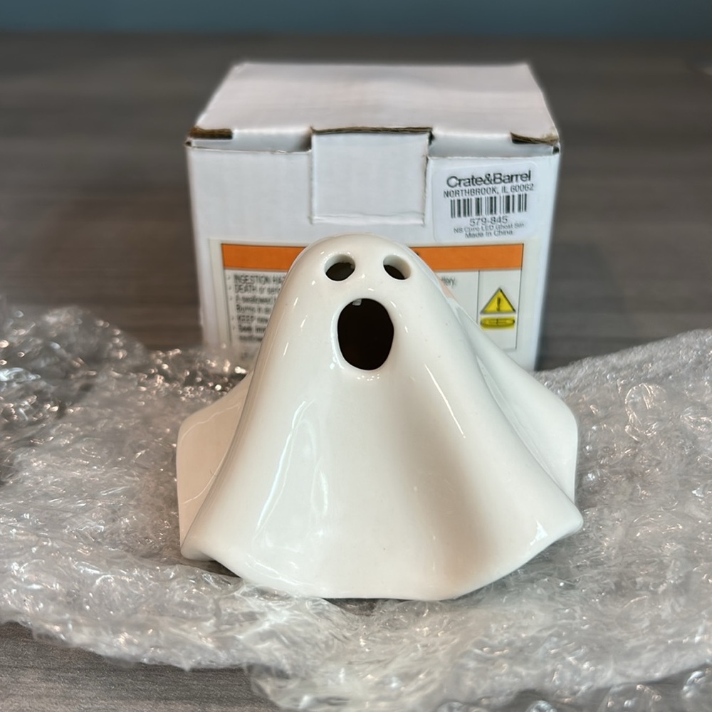 Crate & Barrel LED Ceramic Halloween Ghost 2” - Picture 3 of 7